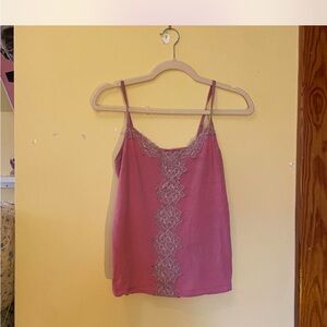 Elegant Pink Lace Trim Women's Top